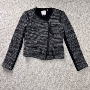 Rebecca Taylor Tweed & Leather Trim Moto Jacket Women's Size 4